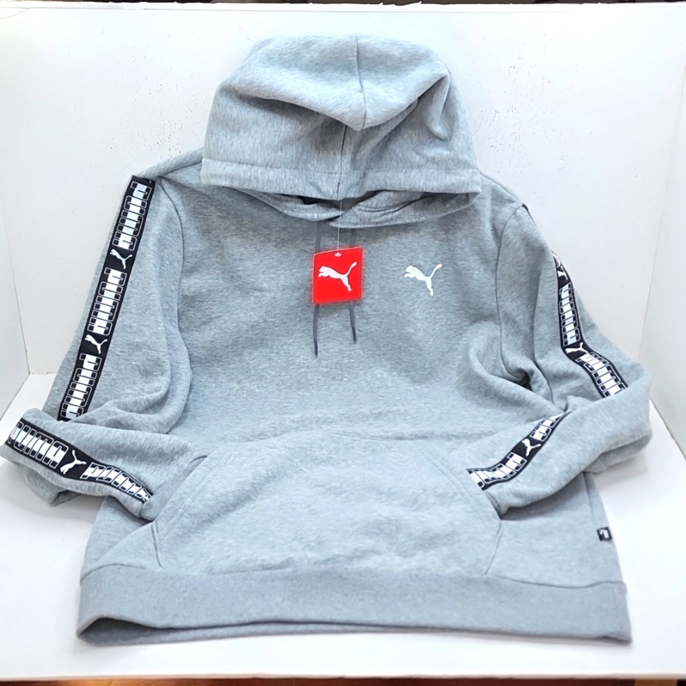 PUMA GREY SWEATSHIRT WITH HOODIE, UNISEX, MEDIUM SIZE